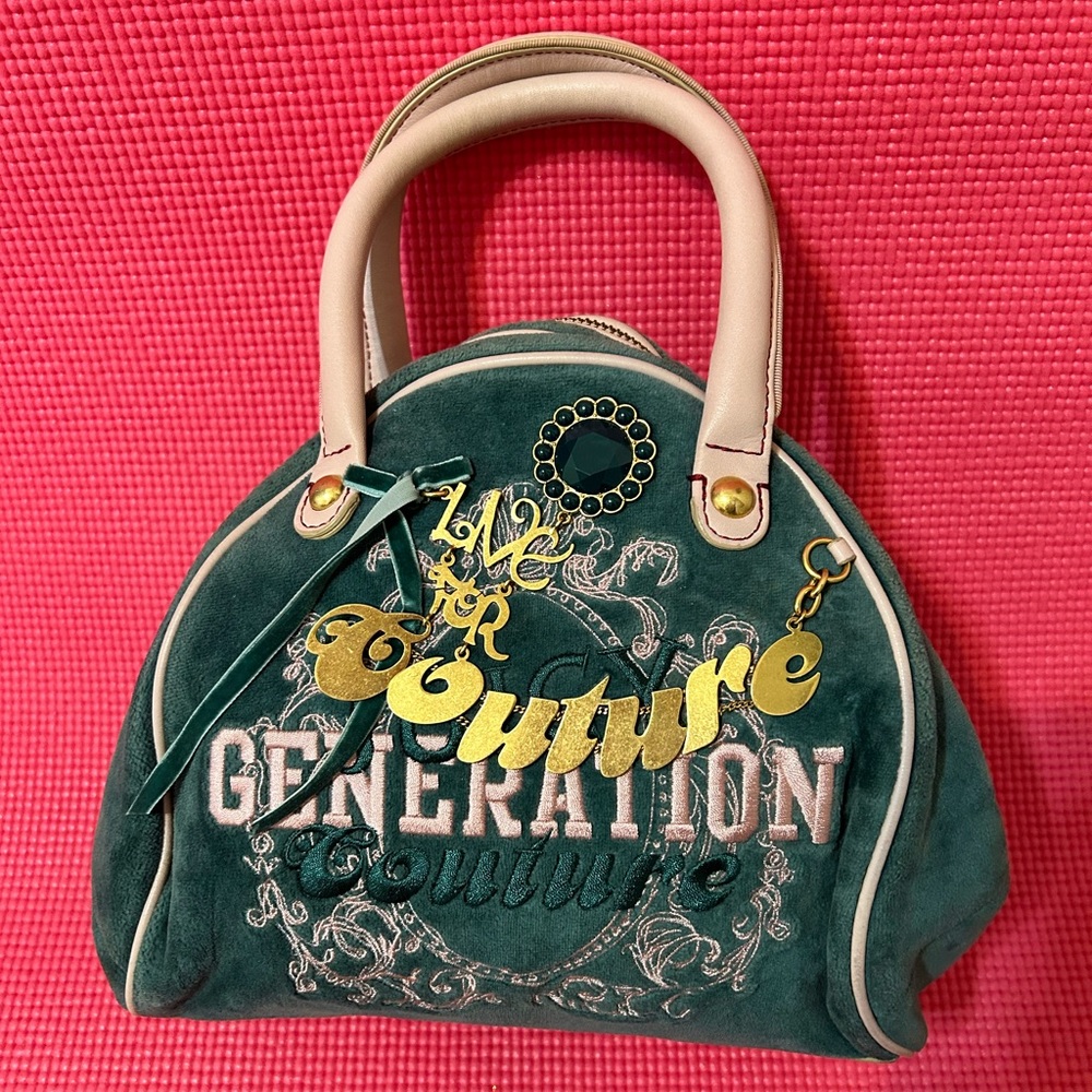 Baby Pink and Teal Vintage Velour Juicy Bowler